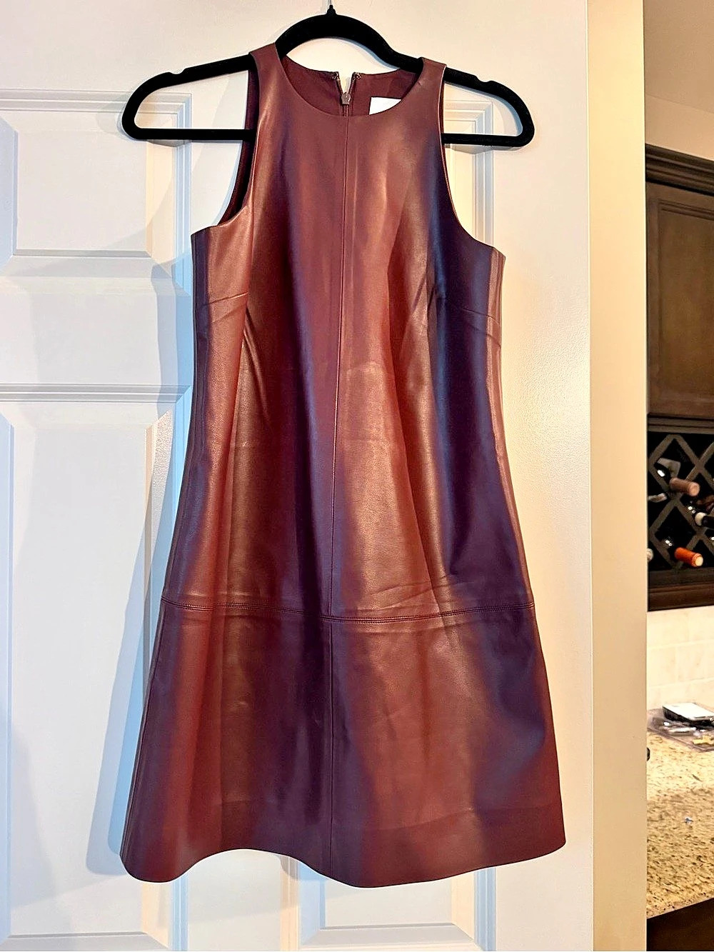 LE BOP Molly Faux Leather Dress Mini Faux Leather Dress in Brown Size XS NWT